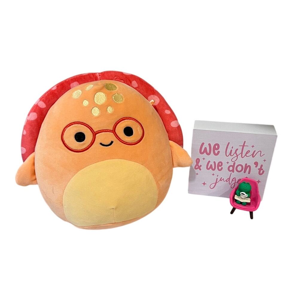 Squishmallow 8" Caine the crab with Glasses Pink Spotted Shell Plush 2024
